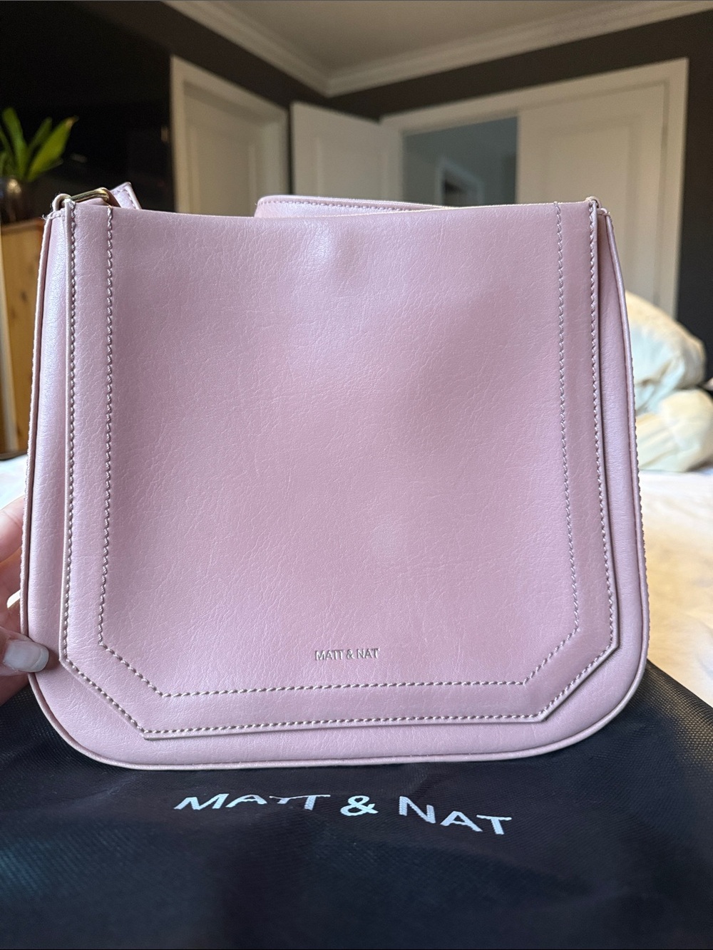 Matt & Nat Pale Pink Structured Vegan Leather Crossbody